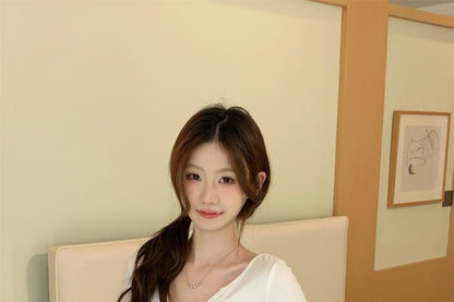 Slim-Fit Notch Neck Long-Sleeve Tee - Solid Color