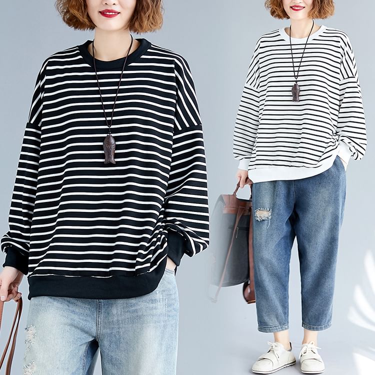 Striped Crew Neck Sweatshirt