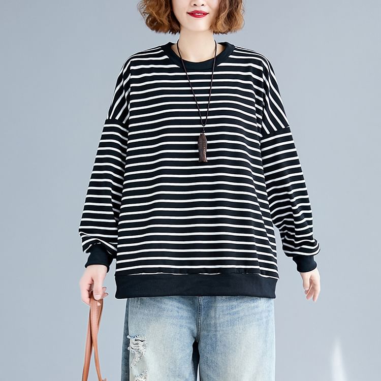 Striped Crew Neck Sweatshirt