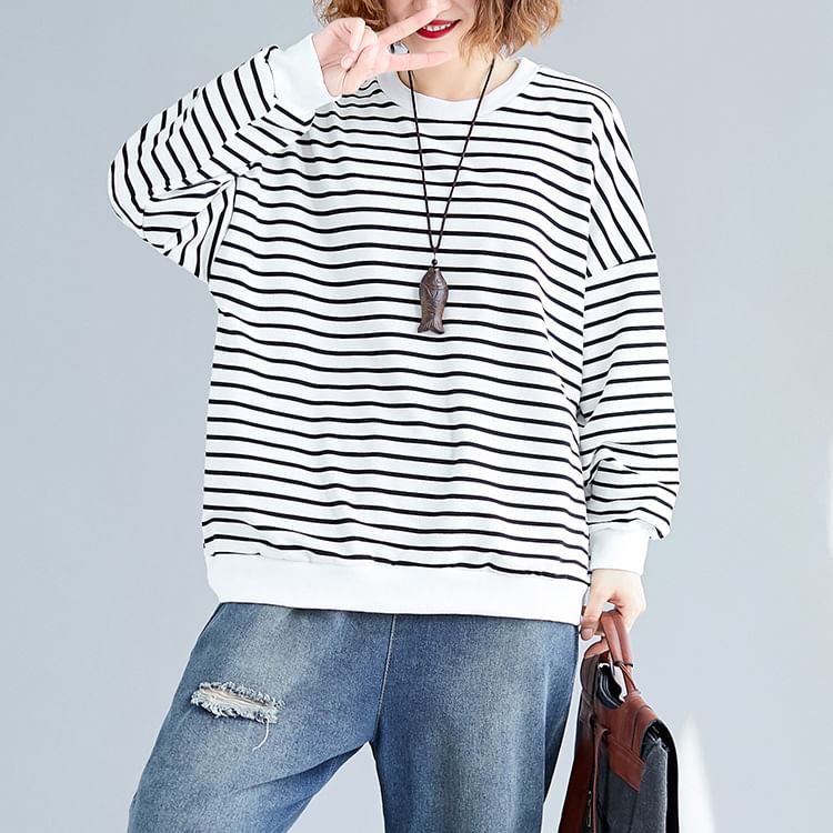 Striped Crew Neck Sweatshirt