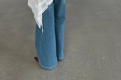 Asymmetric Long Top with Lace Panel - Sleeveless