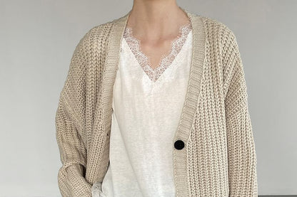 Asymmetric Long Top with Lace Panel - Sleeveless