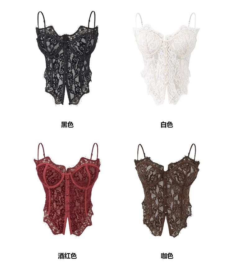 Lace-Trimmed Camisole with Side Slit - Sleek Silhouette