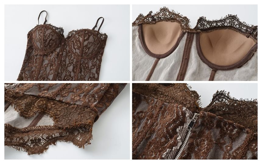 Lace-Trimmed Camisole with Side Slit - Sleek Silhouette