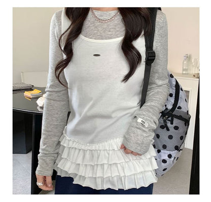 Ruffled Scoop Neck Layered Tank