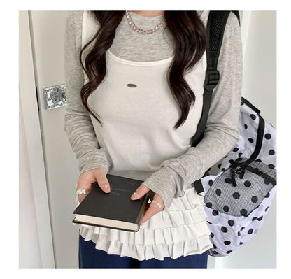 Ruffled Scoop Neck Layered Tank