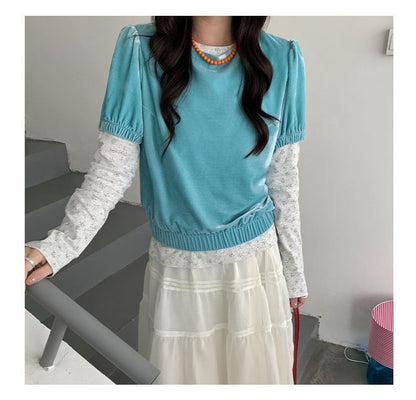 Casual Short Sleeve Crop Tee with Round Neck