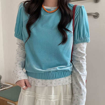 Casual Short Sleeve Crop Tee with Round Neck