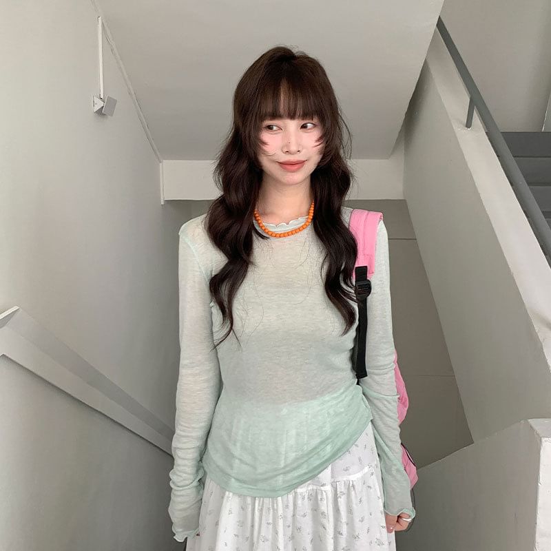 Lettuce Edge Sheer Crew Neck Tee