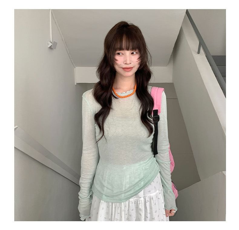 Lettuce Edge Sheer Crew Neck Tee