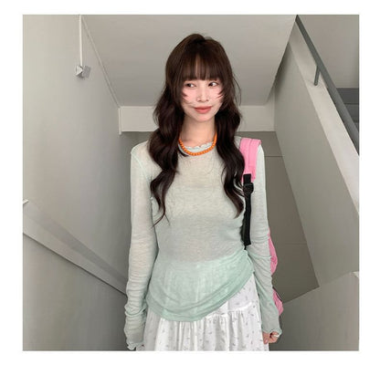 Lettuce Edge Sheer Crew Neck Tee