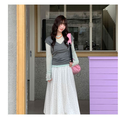 Slim Fit Cap Sleeve V-Neck Tee