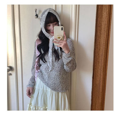 Cozy Long Sleeve Melange Knit Pullover