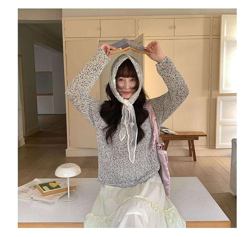 Cozy Long Sleeve Melange Knit Pullover