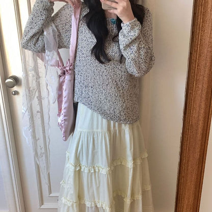 Cozy Long Sleeve Melange Knit Pullover