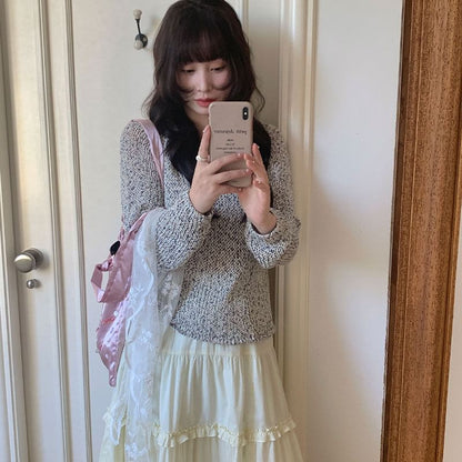 Cozy Long Sleeve Melange Knit Pullover