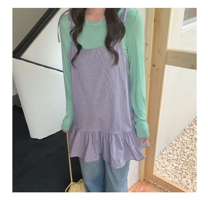 Plaid Ruffle Hem Camisole