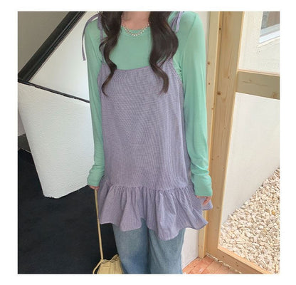 Plaid Ruffle Hem Camisole