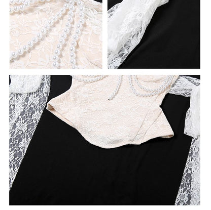 Lace Sleeveless Crop Top with High-Low Skirt