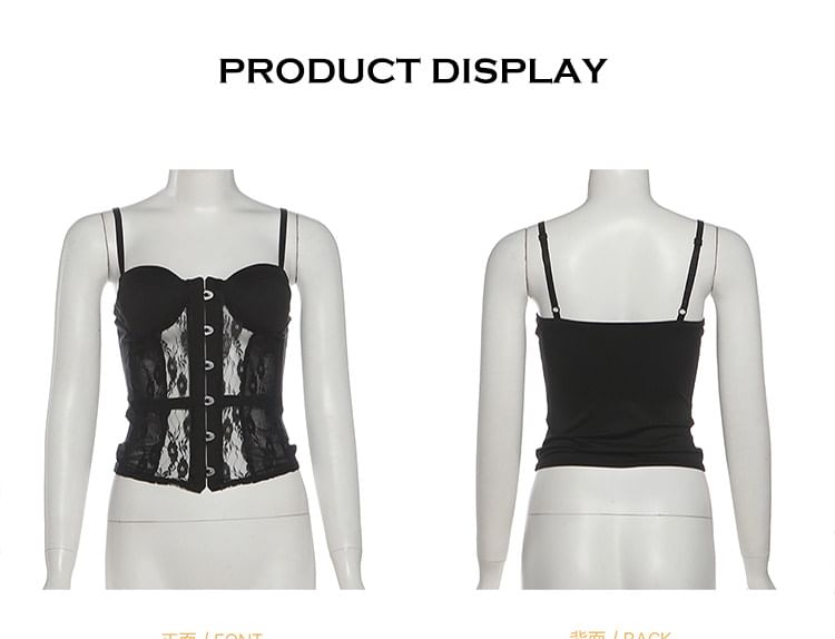 Spaghetti Strap Lace Hook And Eye Mini Bodycon Dress