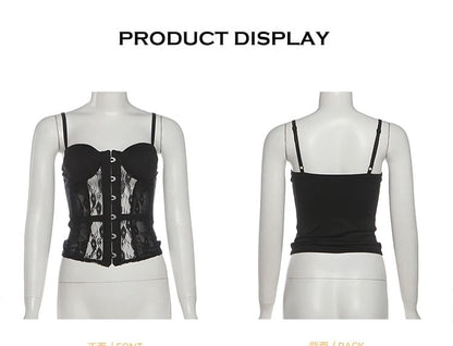 Spaghetti Strap Lace Hook And Eye Mini Bodycon Dress