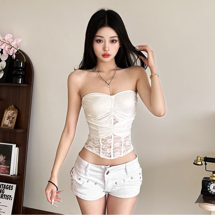 Off-Shoulder Lace Crop Top