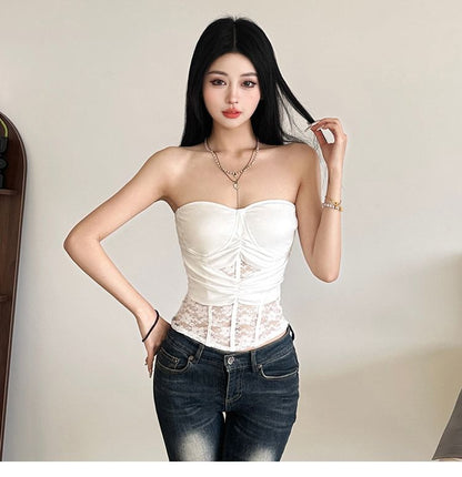 Off-Shoulder Lace Crop Top