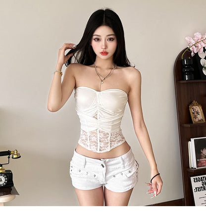 Off-Shoulder Lace Crop Top