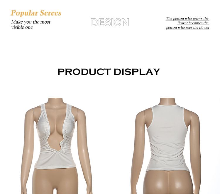 Deep V Neck Plain Tank Top