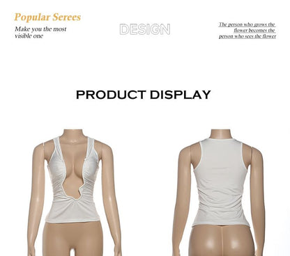Deep V Neck Plain Tank Top