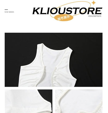 Deep V Neck Plain Tank Top