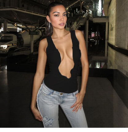 Deep V Neck Plain Tank Top