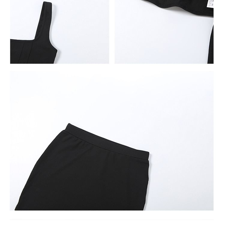 Furry Trim Crop Top and Mini Skirt Set