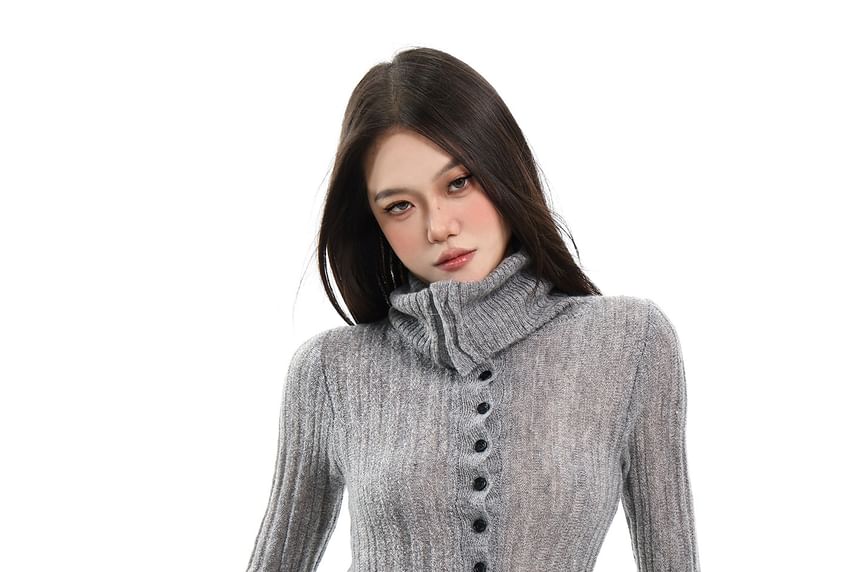 Collared Plain Ribbed Cardigan