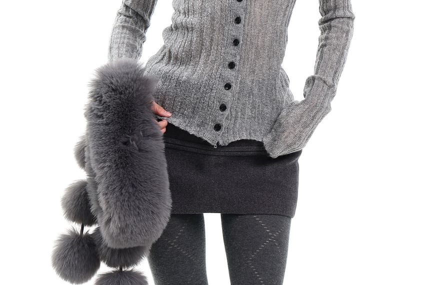 Collared Plain Ribbed Cardigan