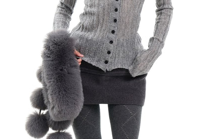 Collared Plain Ribbed Cardigan