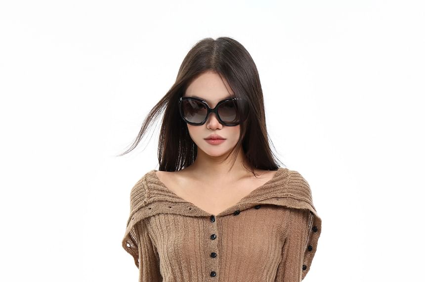 Collared Plain Ribbed Cardigan