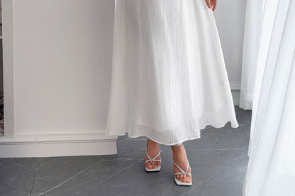Spaghetti Strap Plain Slim-Fit Maxi A-Line Dress