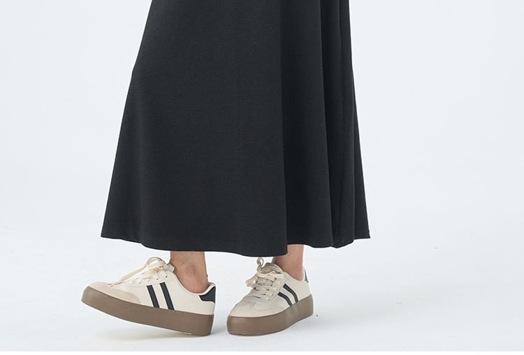 Black Maternity Maxi Skirt with Drawstring Waist - Altfashion Shop