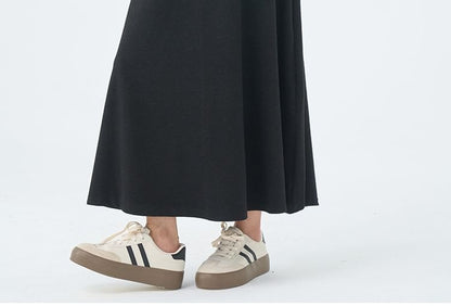 Black Maternity Maxi Skirt with Drawstring Waist - Altfashion Shop