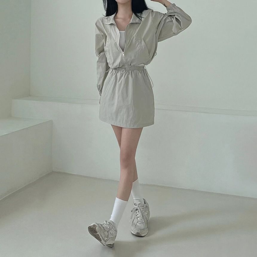Black Crop Jacket & Mini Skirt Set - Altfashion Shop