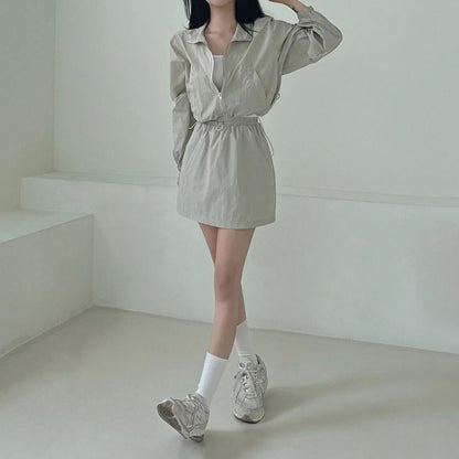 Black Crop Jacket & Mini Skirt Set - Altfashion Shop