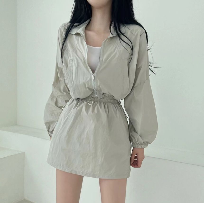 Black Crop Jacket & Mini Skirt Set - Altfashion Shop