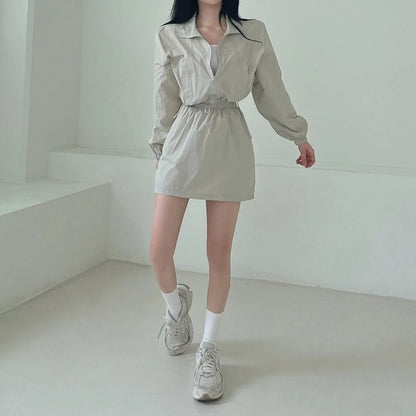 Black Crop Jacket & Mini Skirt Set - Altfashion Shop