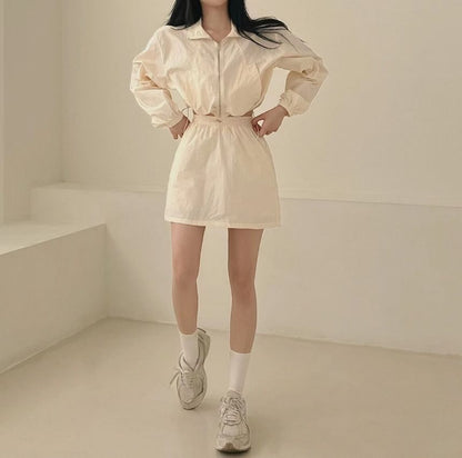 Black Crop Jacket & Mini Skirt Set - Altfashion Shop