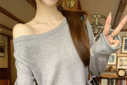 Off-Shoulder Button Slit Tee