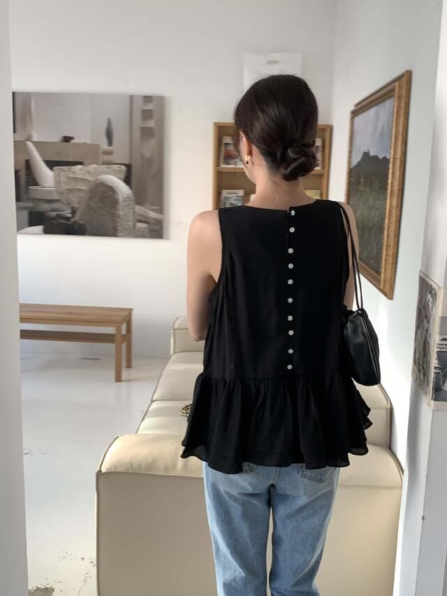Ruffled Backless Sleeveless Blouse