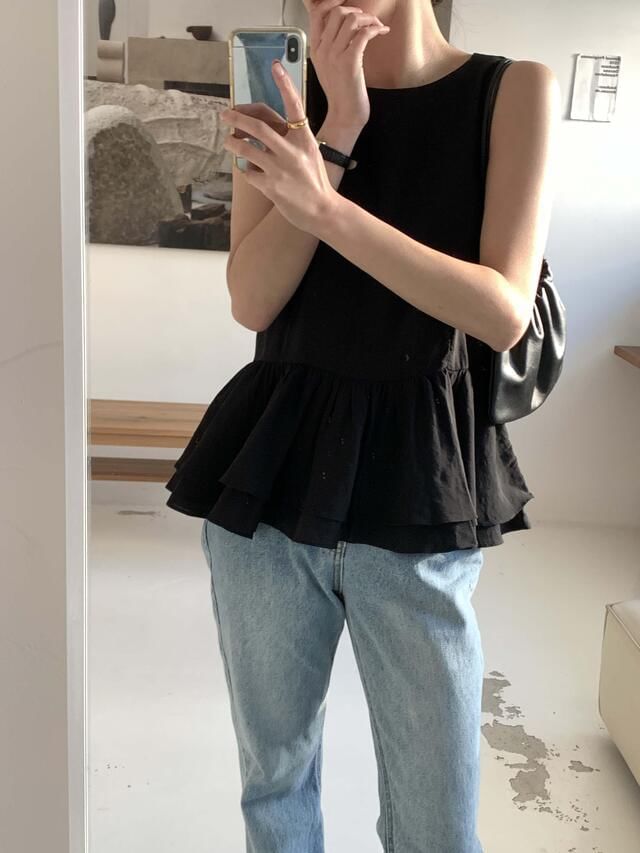 Ruffled Backless Sleeveless Blouse