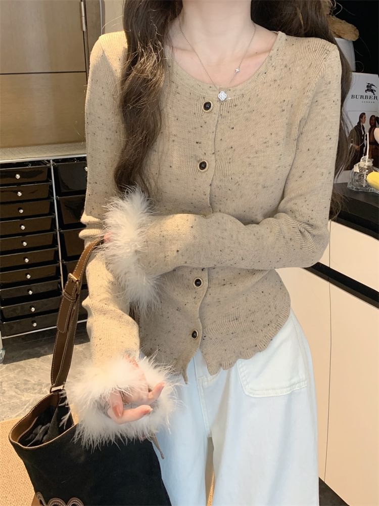 Micro Dot Ribbed Cardigan