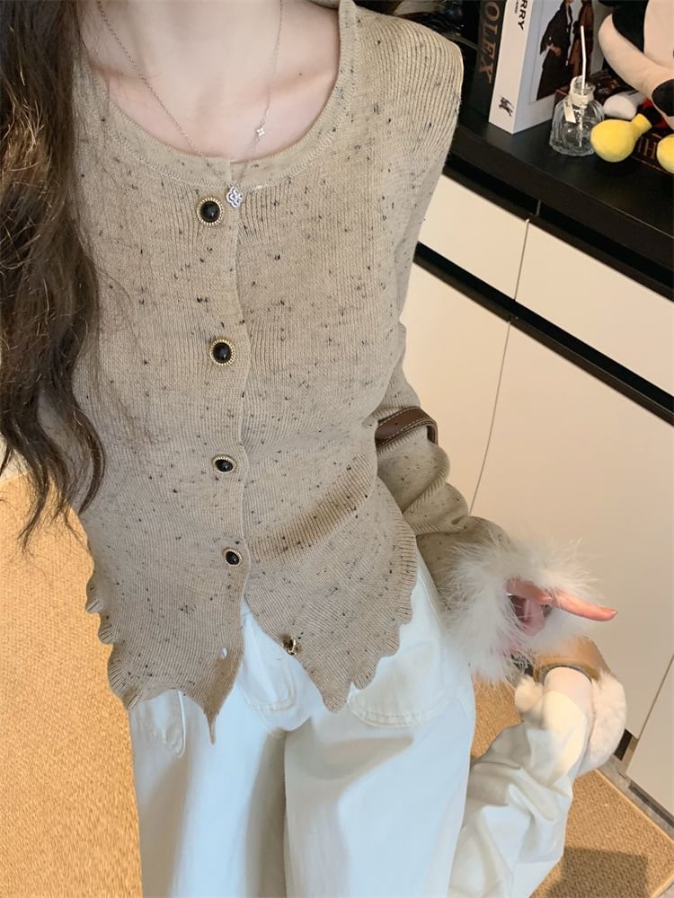 Micro Dot Ribbed Cardigan